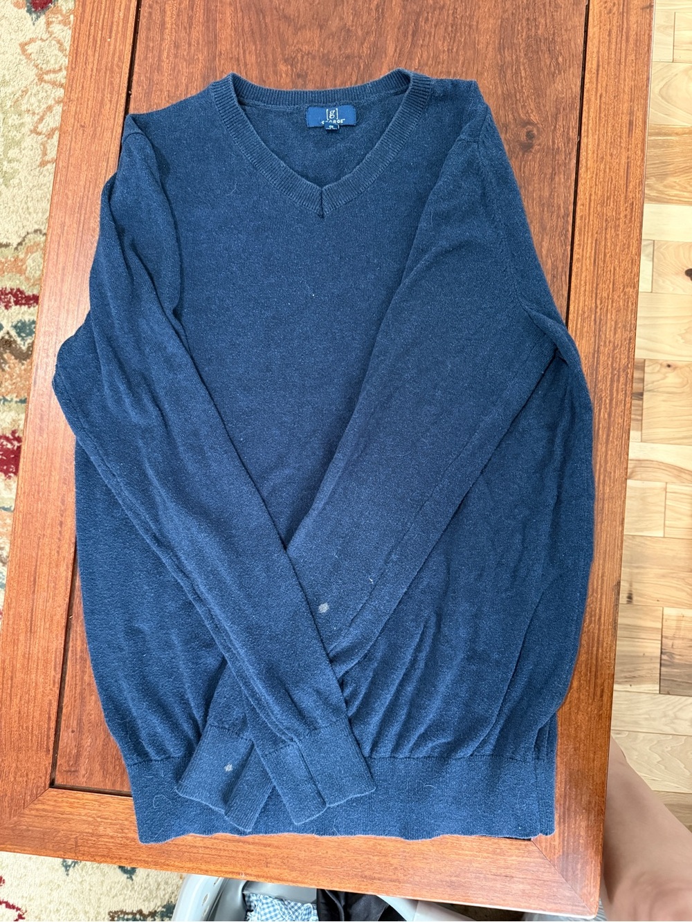 George Men's V-Neck Sweater in Navy Blue
